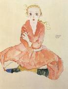 Egon Schiele Seated Girl Facing Front (mk12) China oil painting reproduction